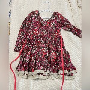 Cheeky Plum Floral Dress - Red and Cream